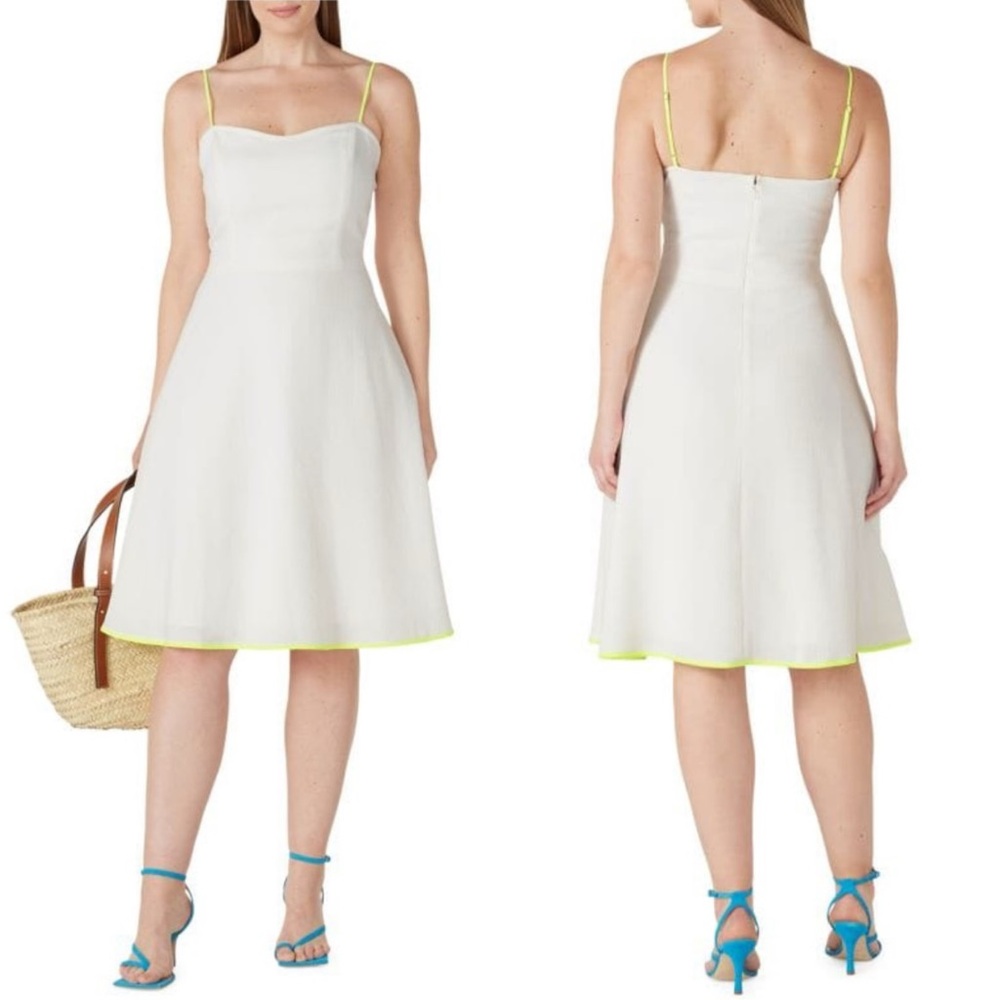 Black Halo Quill Ivory White Neon Trim Midi Dress 16